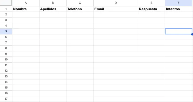 Base de datos en Excel
