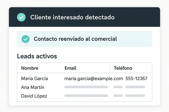 Notificación de interés al equipo comercial